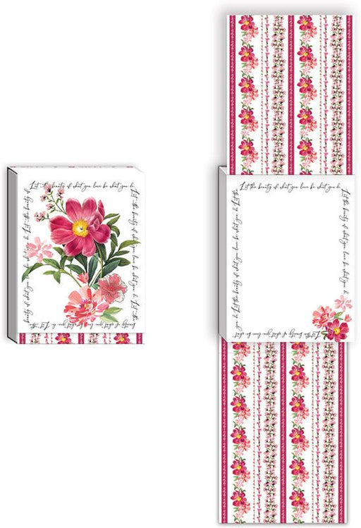 Set of three floral-themed cards with decorative borders on a white background
