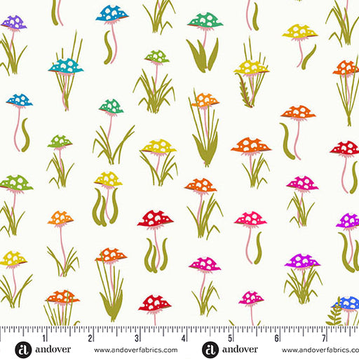 Mushroom Parade Day fabric A-1444-K - Color Wheel collection by Alison Glass
with ruler