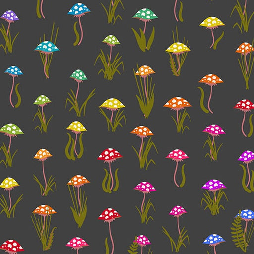 Mushroom Parade Night fabric A-1444-L - Color Wheel collection by Alison Glass
