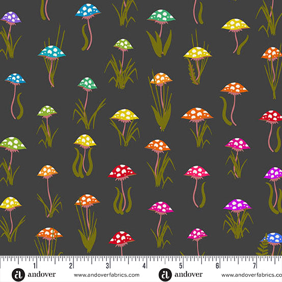 Mushroom Parade Night fabric A-1444-L - Color Wheel collection by Alison Glass
with ruler
