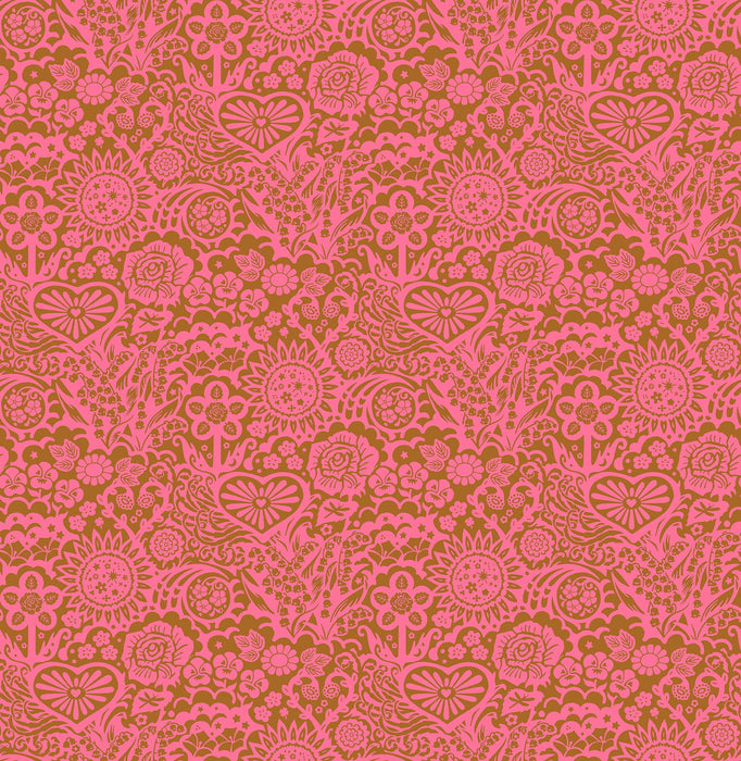 Big Heaven in Coral fabric | Yesterday fabric collection