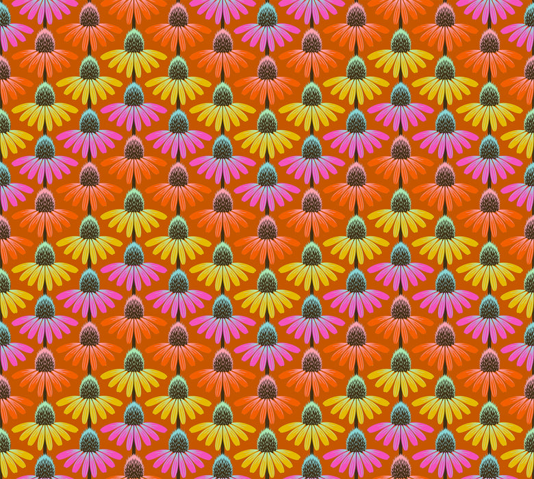 Perennial Borders Echinacea Rhythm - Fire fabric - AMT136-79V