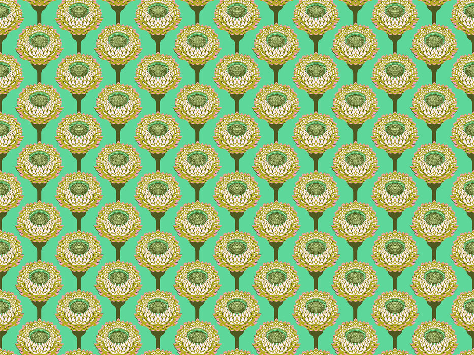 Iconic Aqua Strawflower Fabric - AMT123-64V