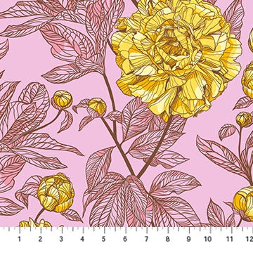 Indelible 108" Wide Back Peony Sunshine Pink Fabric BAMT1003-84