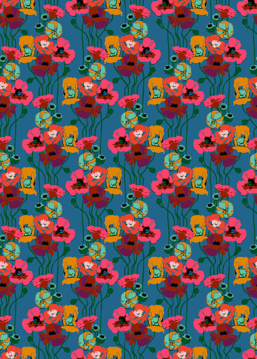 Overdressed Pouring Poppies in Paint fabric