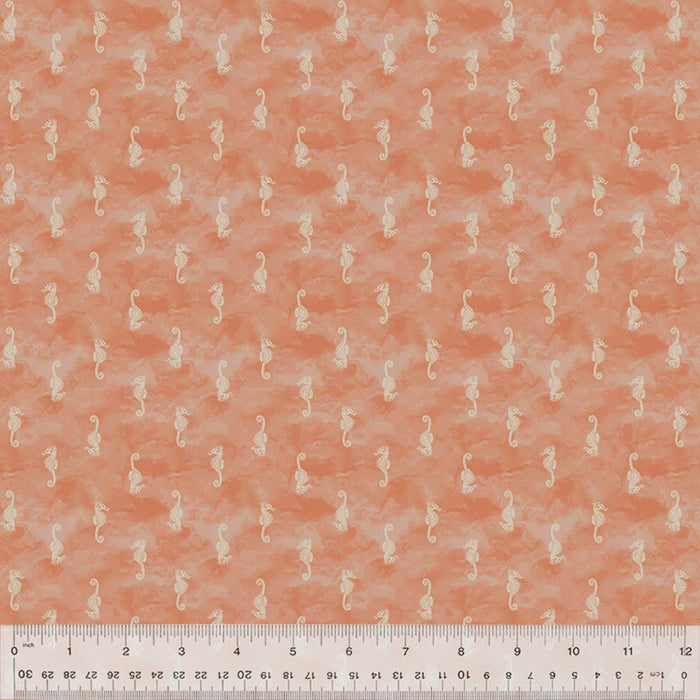 Ocean Song Seahorse, Coral fabric