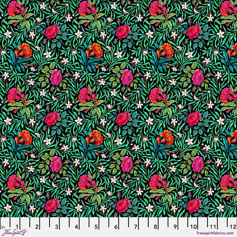 Language of Flowers Noir Small Victorian Quilting Fabric by the Yard ...