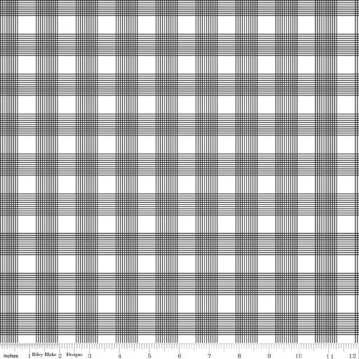 Press On Pinstripe Plaid Black Fabric