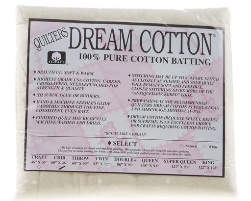 Quilters Dream cotton batting Select Natural Crib 60in x 46in