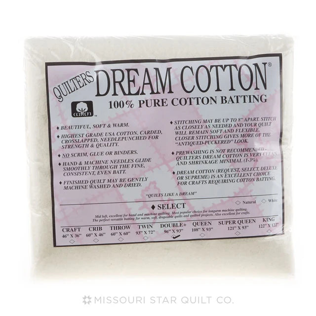 Quilters Dream cotton batting Select Natural Double 96" x 93"