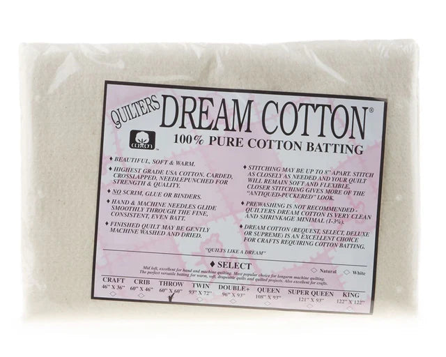 Quilters Dream cotton batting Select Natural Throw 60in x 60in