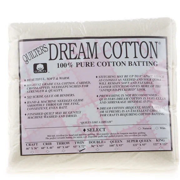 Quilters Dream cotton batting Select Natural Twin 93in x 72in