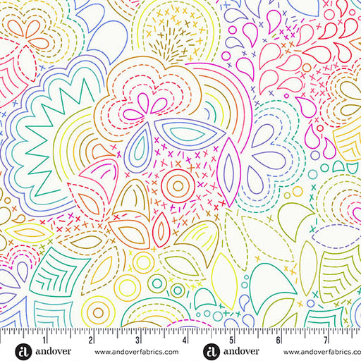 Rainbow Stitched Day fabric A-1446-K - Color Wheel collection by Alison Glass
with ruler