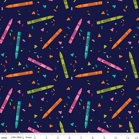 Colors of Kindness Crayons C13681 Navy || Riley Blake Designs
