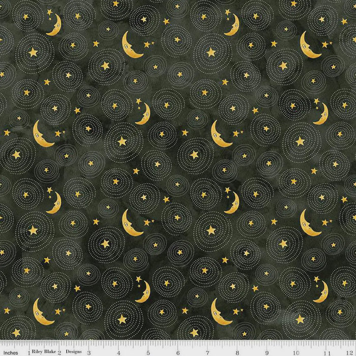 Ghoul Friends Stars and Moon Black fabric - C16054-BLACK