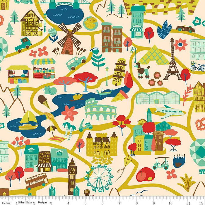 The Genesis of a Journey It Takes a Village Cream fabric