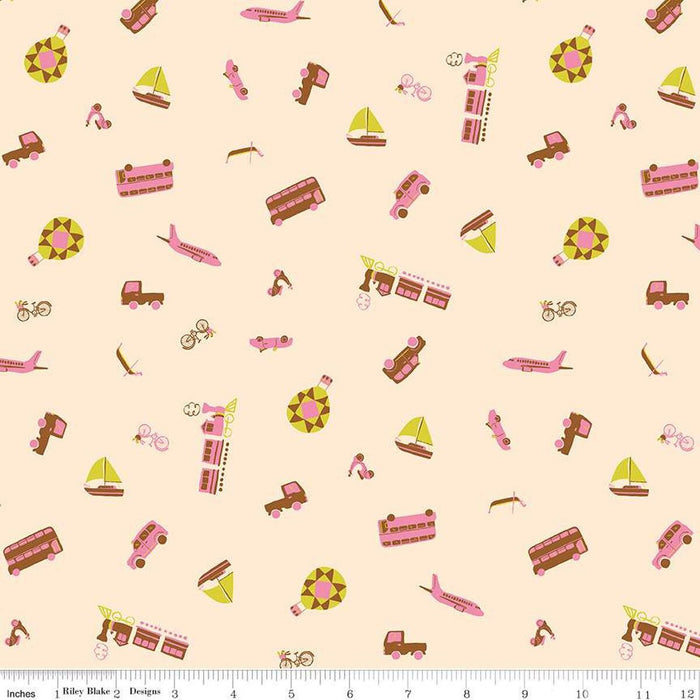 The Genesis of a Journey Modes of Travel Cream fabric