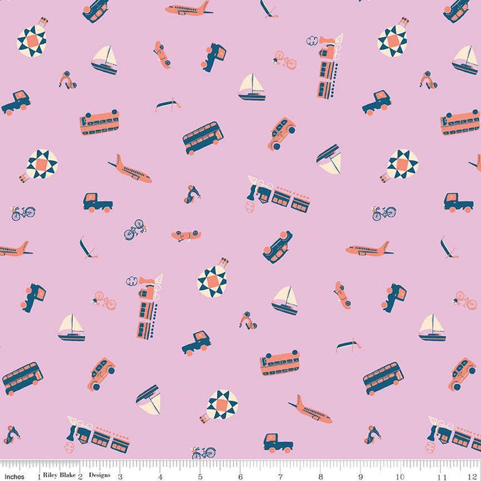 The Genesis of a Journey Modes of Travel Wisteria fabric