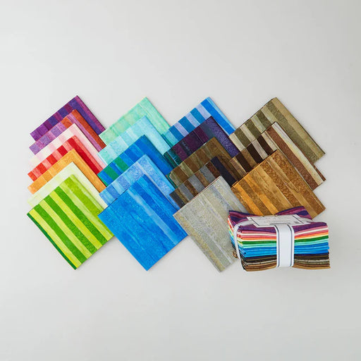 Robert Kaufman fabrics World of Stripes Fat Quarter bundle by Artisan Batiks
