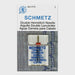 Schmetz double hemstitch needle size 5/100 packaging on a gray background