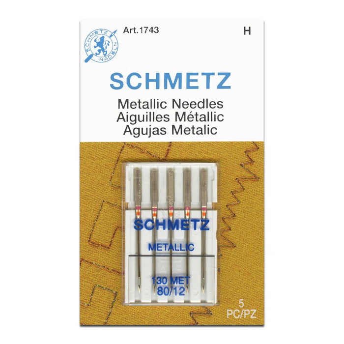 Pack of Schmetz metallic needles size 80/12 on a white background