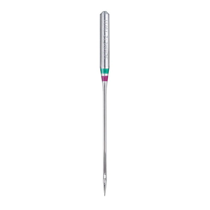 Schmetz quilting chrome needle size 75/11 with colored band on a white background
