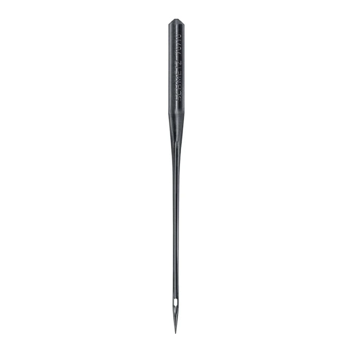 Black sewing needle on a white background