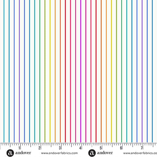 Spectrum Stripe Day fabric A-1447-K - Color Wheel collection by Alison Glass with ruler