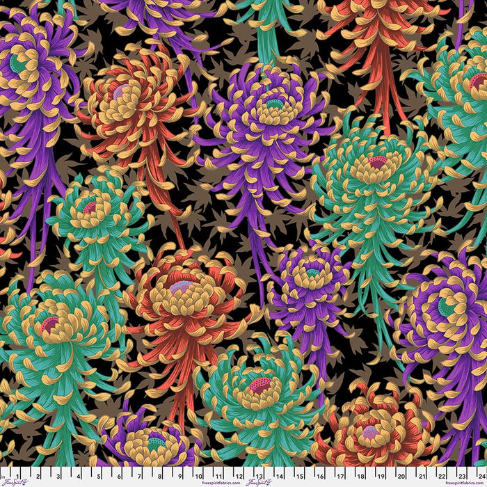 Spider Mums in Dark Kaffe Fassett Collective August 2025 fabric