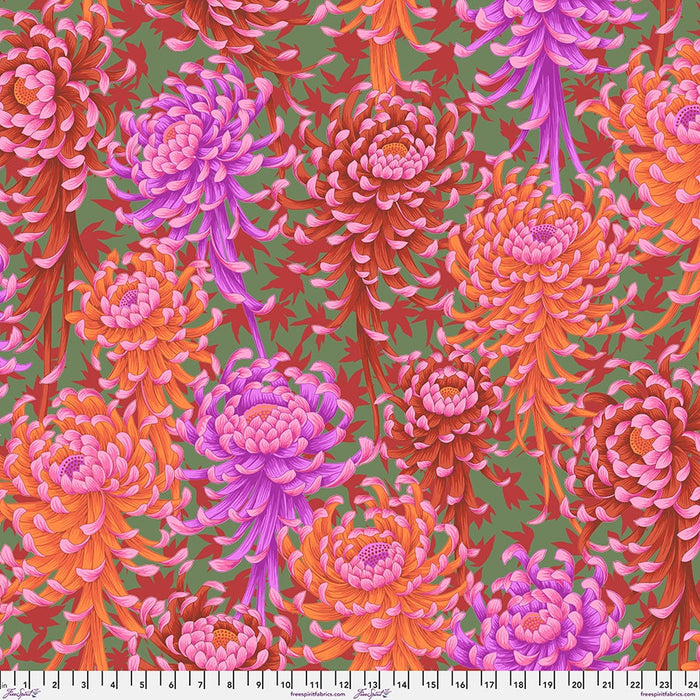 Spider Mums in Red Kaffe Fassett Collective August 2025 fabric
