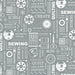 Stitches Gray Sewing Room 2 fabric by Amanda Murphy || Benartex
