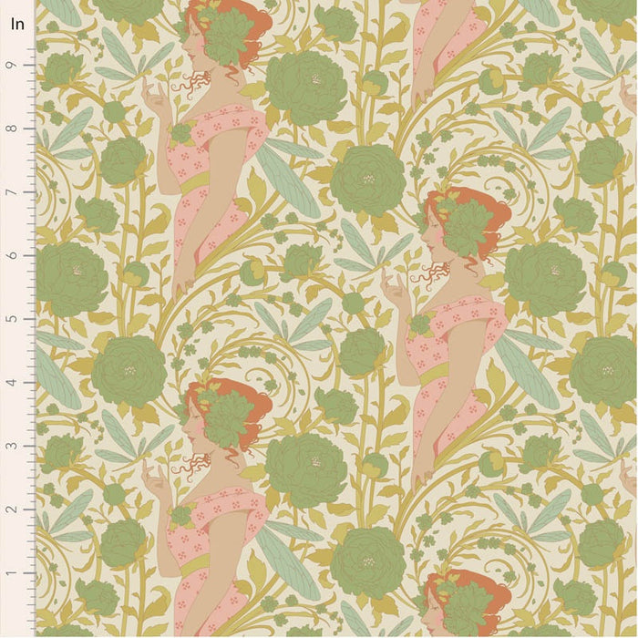 Tilda Songbird Aubery in Green fabric by Tone Finnanger — Tilda Songbird quilting cotton fabric