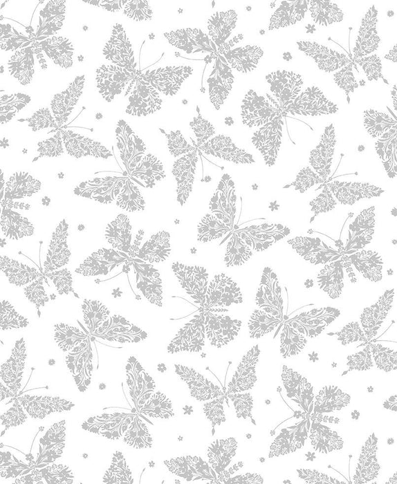 Floral Butterflies Whiteout fabric collection HUE-C3786