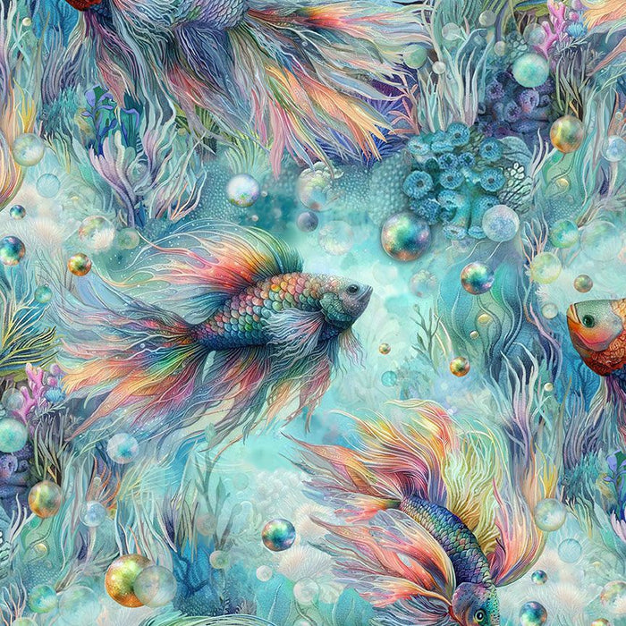 Oceana Rainbow Fish fabric SEA-CD3812 BLUE