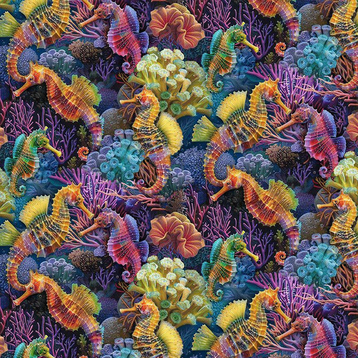Oceana Reef Seahorses fabric SEA-CD3813 MULTI