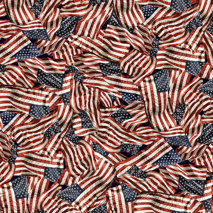 Path to Freedom Packed American Flags USA fabric