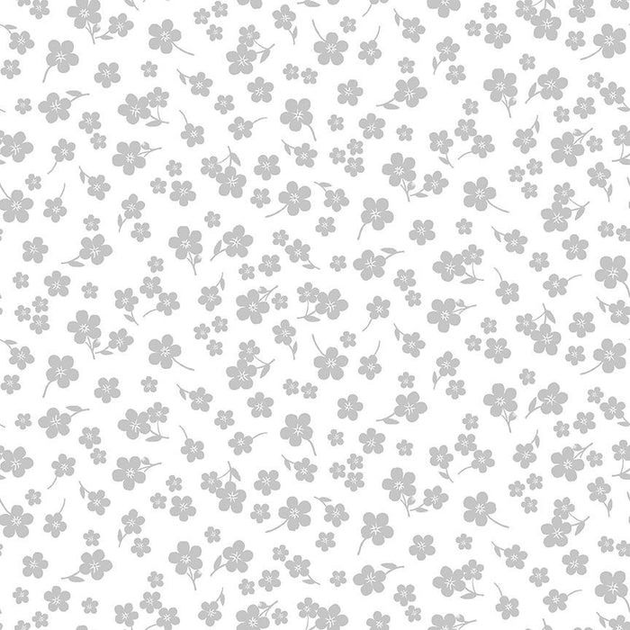 Tossed Geranium Flowers Whiteout fabric collection HUE-C3187