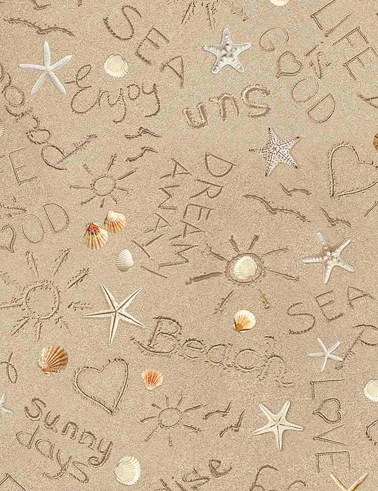 Writing on the Sand fabric C1234 -Sand by Timeless Treasures