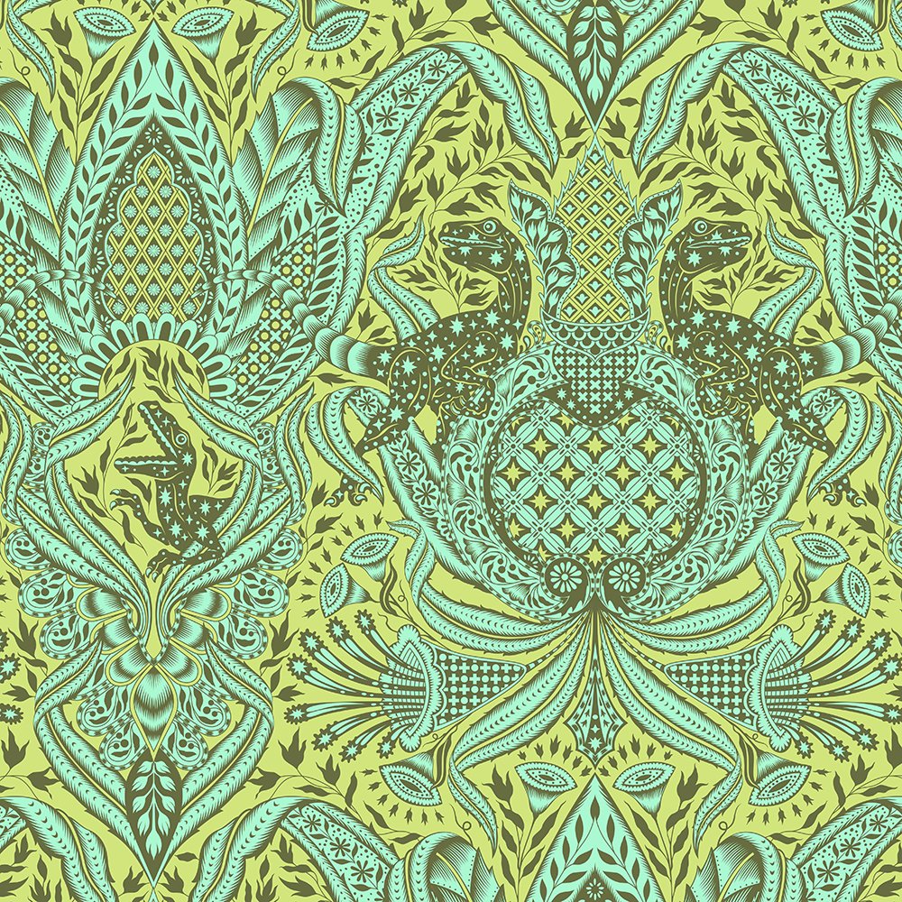 Tula Pink Roar Gift Rapt Lime Quilting Fabric by the Yard | Flash