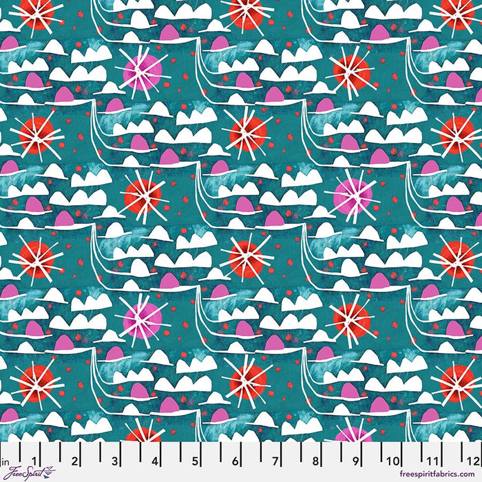 Waves in Teal fabric | Colori Collection