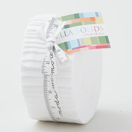 Jelly roll of Bella solid white 2-1/2” strips. 