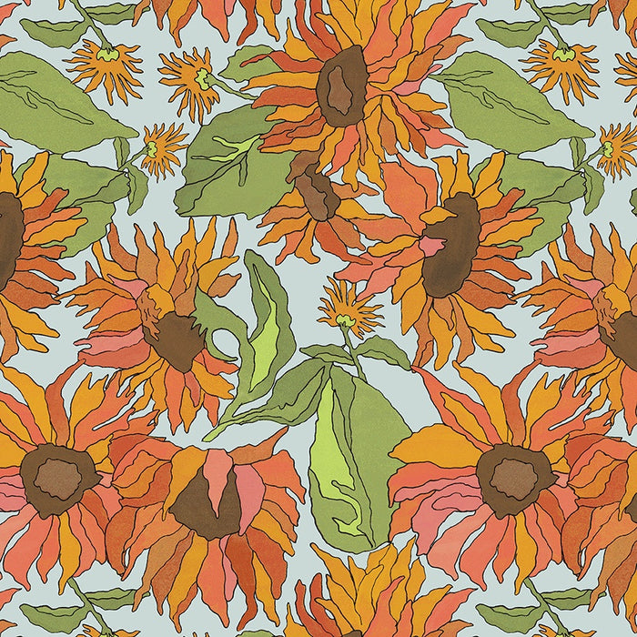 Flowers on Main Big Yellows Dove Cotton fabric