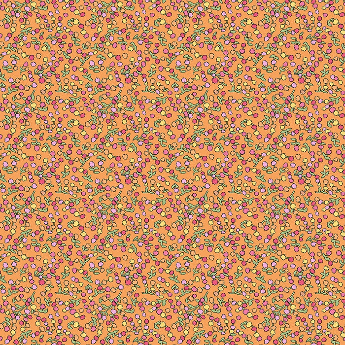 Flowers on Main Ditsy Buds Coral Cotton fabric