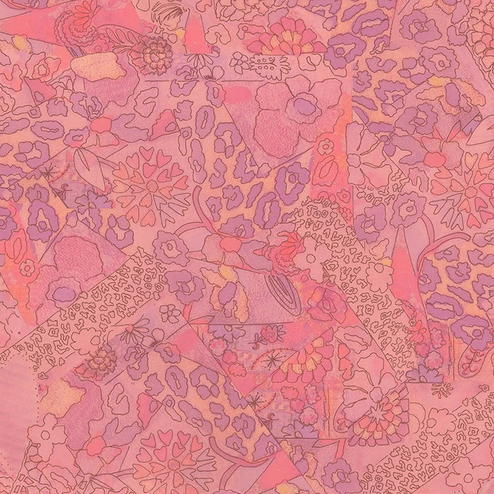 Flowers on Main Pattern Play Pink Cotton fabric