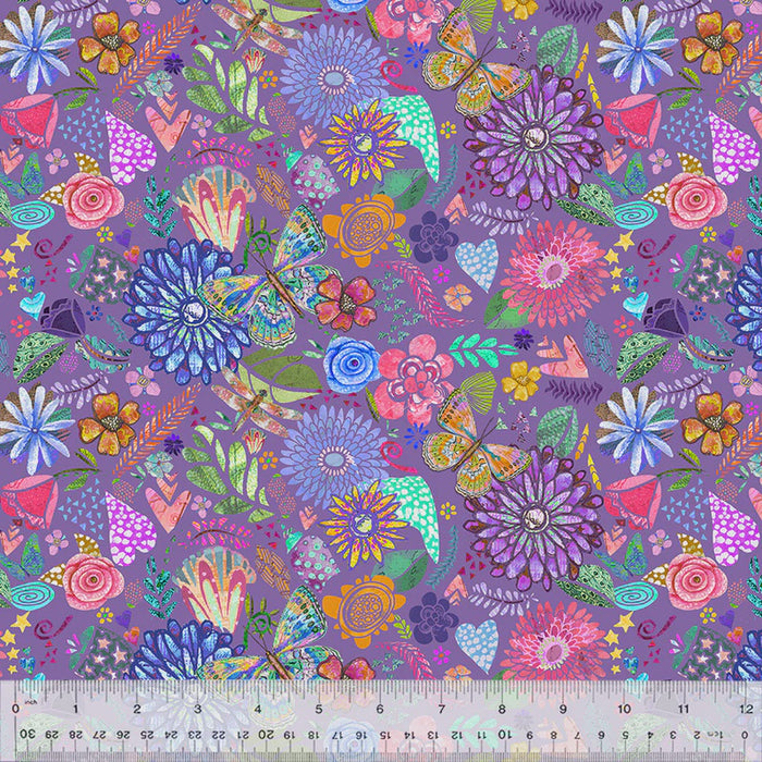 Shine On Collage Purple fabric