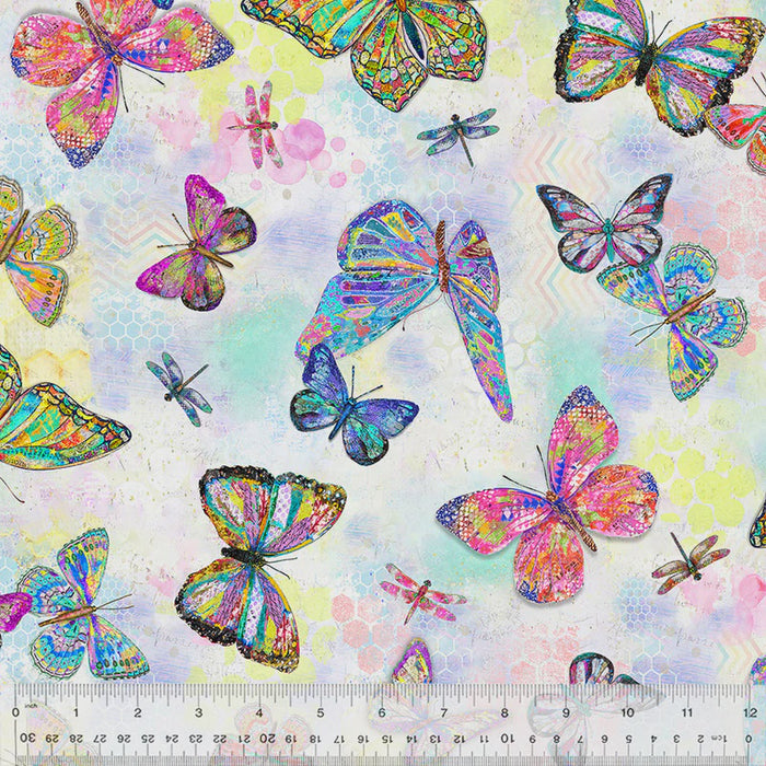 Shine On Flutter Multi colored colored fabric