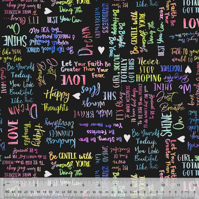 Shine On Self-Love Black fabric