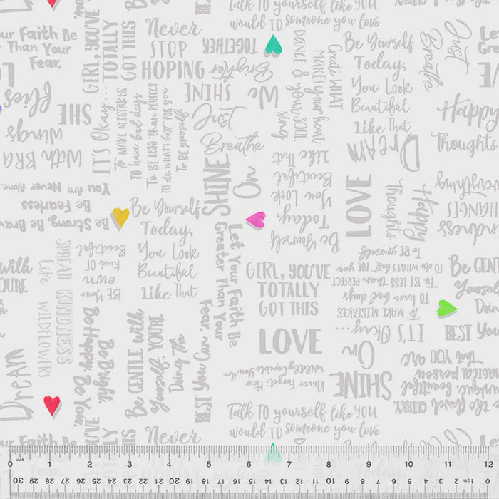 Shine On Self-Love White fabric